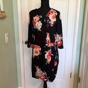 Soft black floral print dress, Size 3X